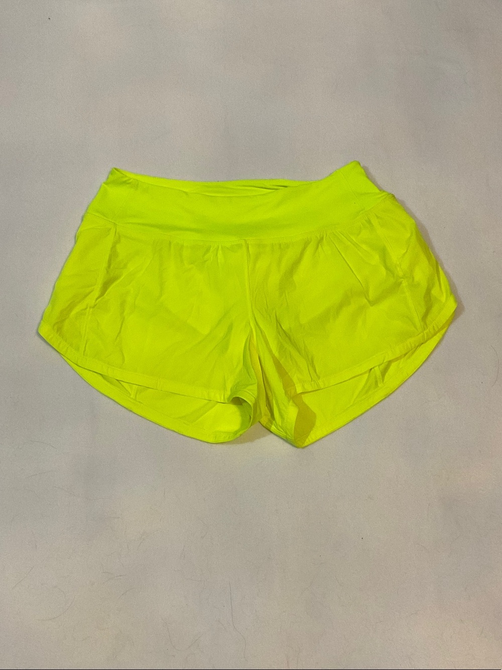 Neon Yellow Women's Athletic Running Shorts with Wide Waistband